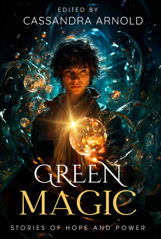 Untitled cover of anthology showing a young man with a magic orb in his hand